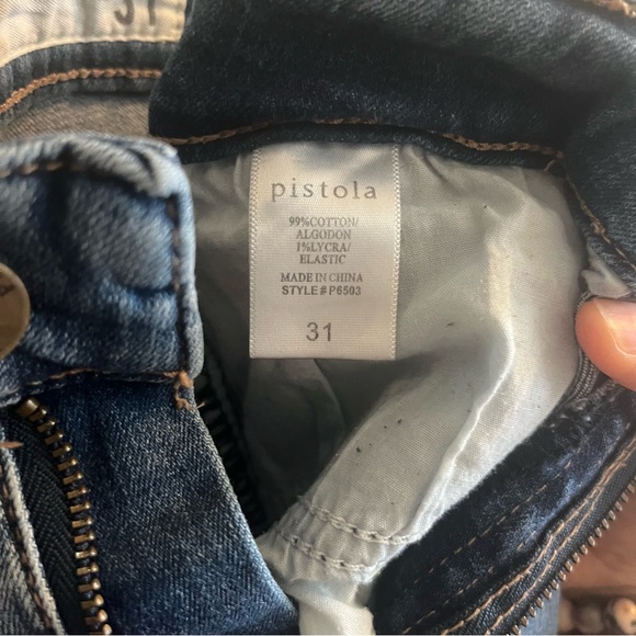 Pistola Denim Mid Rise Slim Fit Distressed Jeans Size 31 Medium Wash Inseam 26” - Picture 10 of 10